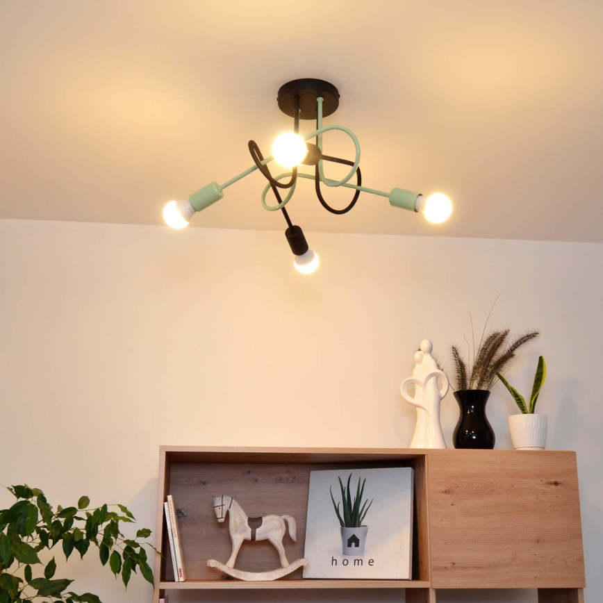 Nadgradni luster OXFORD 4xE27/15W/230V crna/zelena