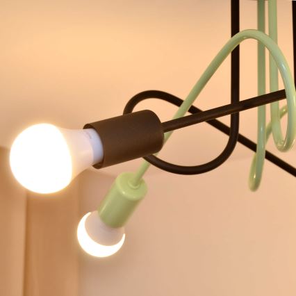 Nadgradni luster OXFORD 4xE27/15W/230V crna/zelena