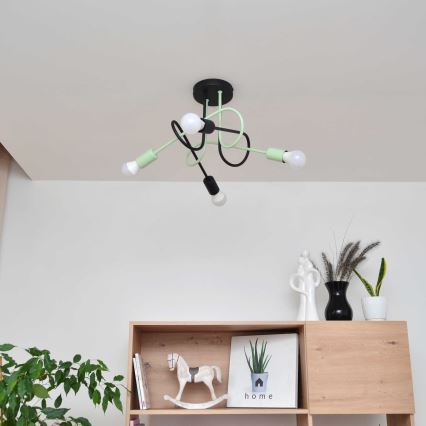 Nadgradni luster OXFORD 4xE27/15W/230V crna/zelena
