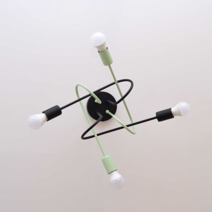 Nadgradni luster OXFORD 4xE27/15W/230V crna/zelena
