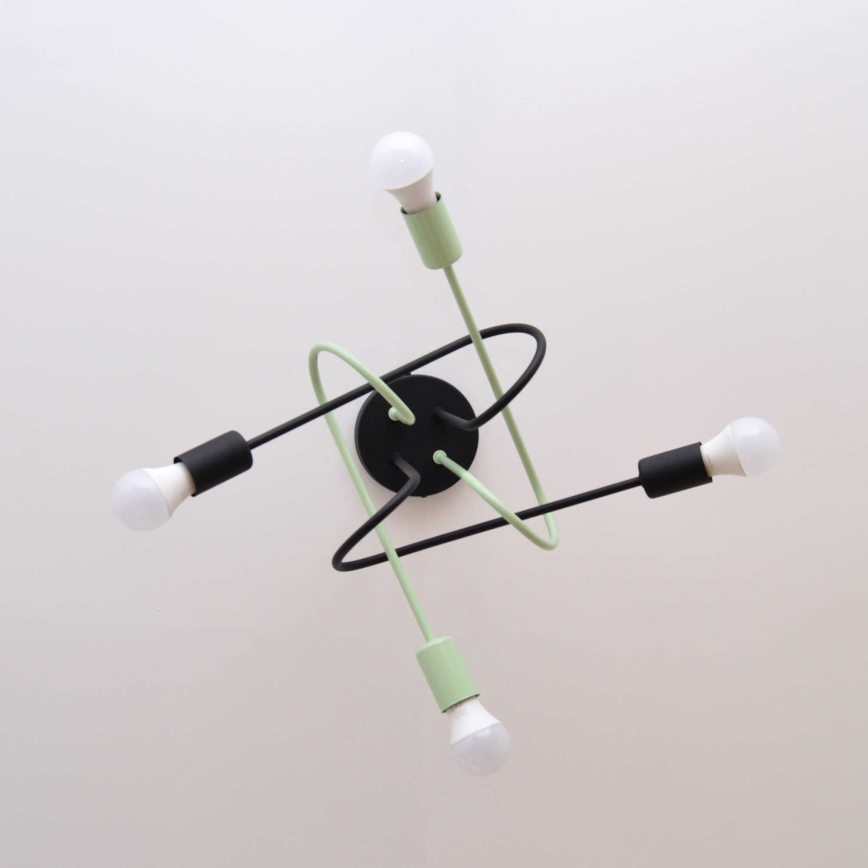 Nadgradni luster OXFORD 4xE27/15W/230V crna/zelena