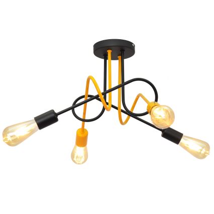 Nadgradni luster OXFORD 4xE27/15W/230V crna/žuta