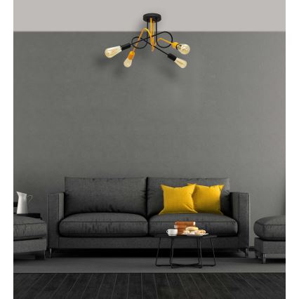 Nadgradni luster OXFORD 4xE27/15W/230V crna/žuta
