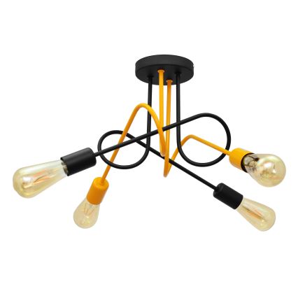 Nadgradni luster OXFORD 4xE27/15W/230V crna/žuta