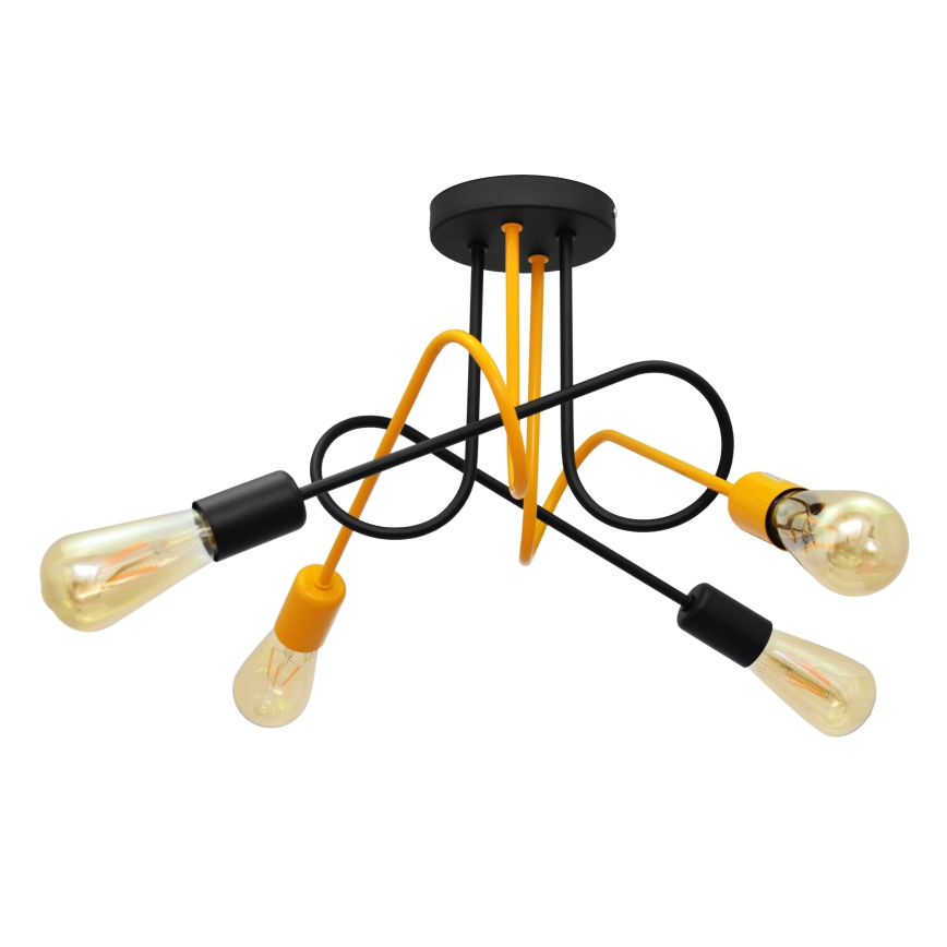 Nadgradni luster OXFORD 4xE27/15W/230V crna/žuta