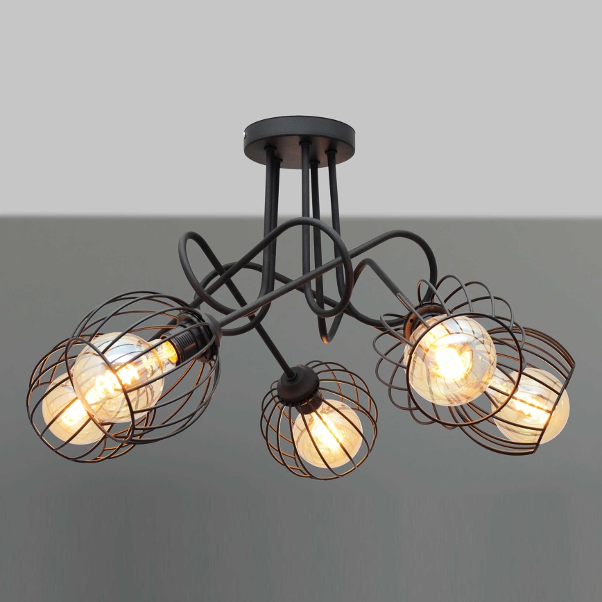 Nadgradni luster OXFORD 5xE27/15W/230V crna