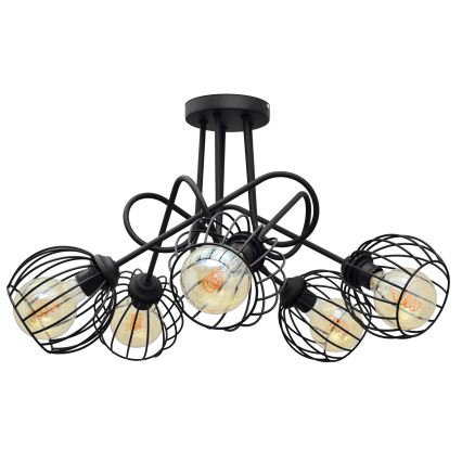 Nadgradni luster OXFORD 5xE27/15W/230V crna