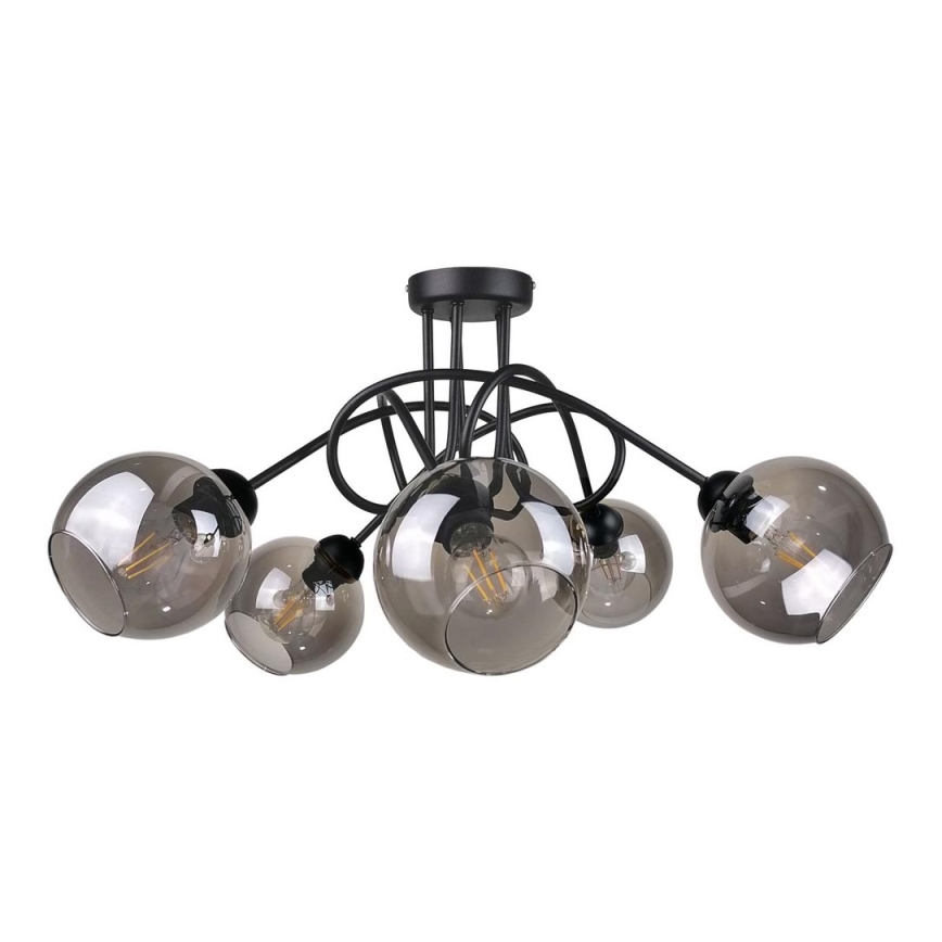 Nadgradni luster RIN 5xE27/60W/230V crna/dimna