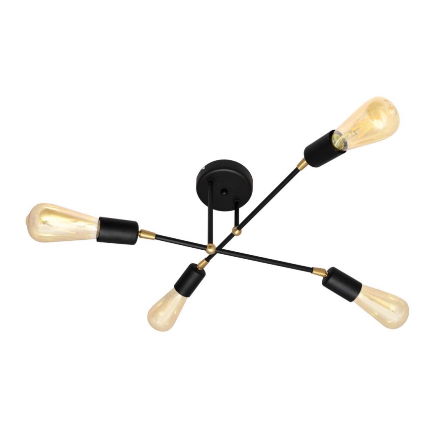 Nadgradni luster ROSETTE 4xE27/15W/230V crna/zlatna
