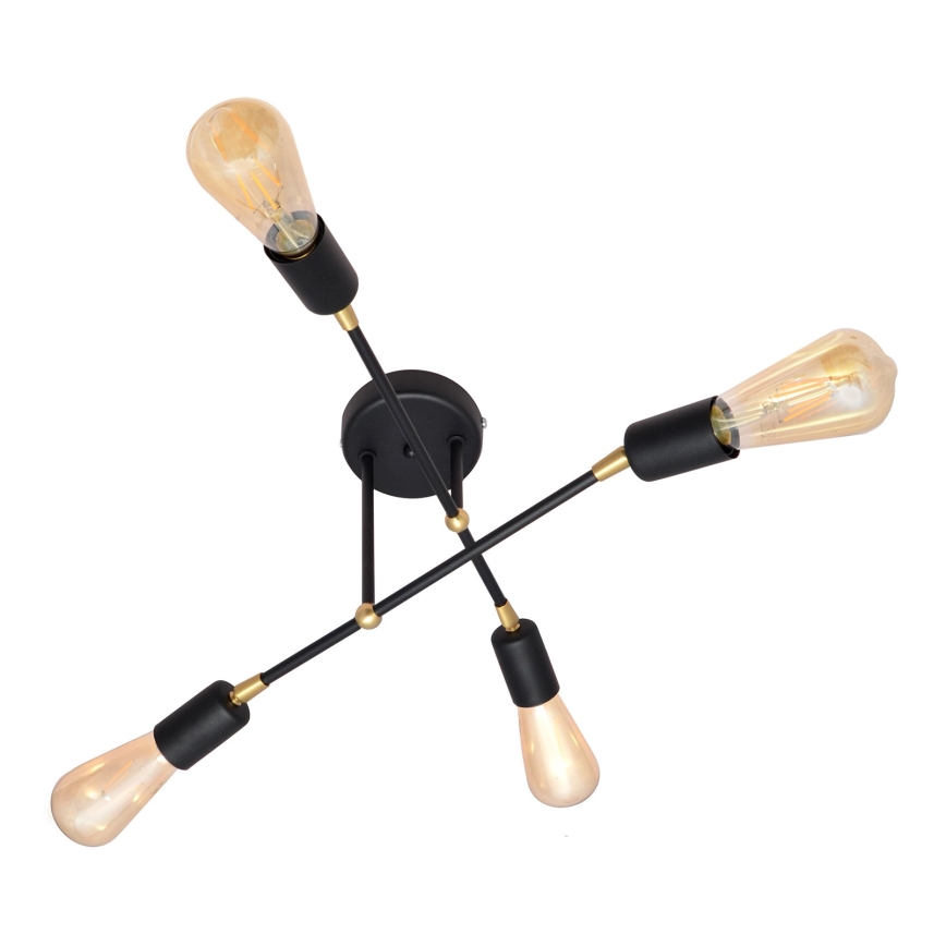 Nadgradni luster ROSETTE 4xE27/15W/230V crna/zlatna