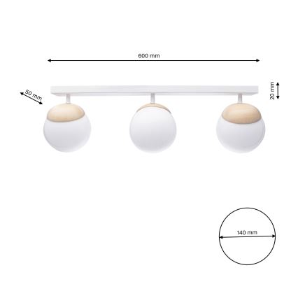 Nadgradni luster SFERA WOOD 3xE14/40W/230V