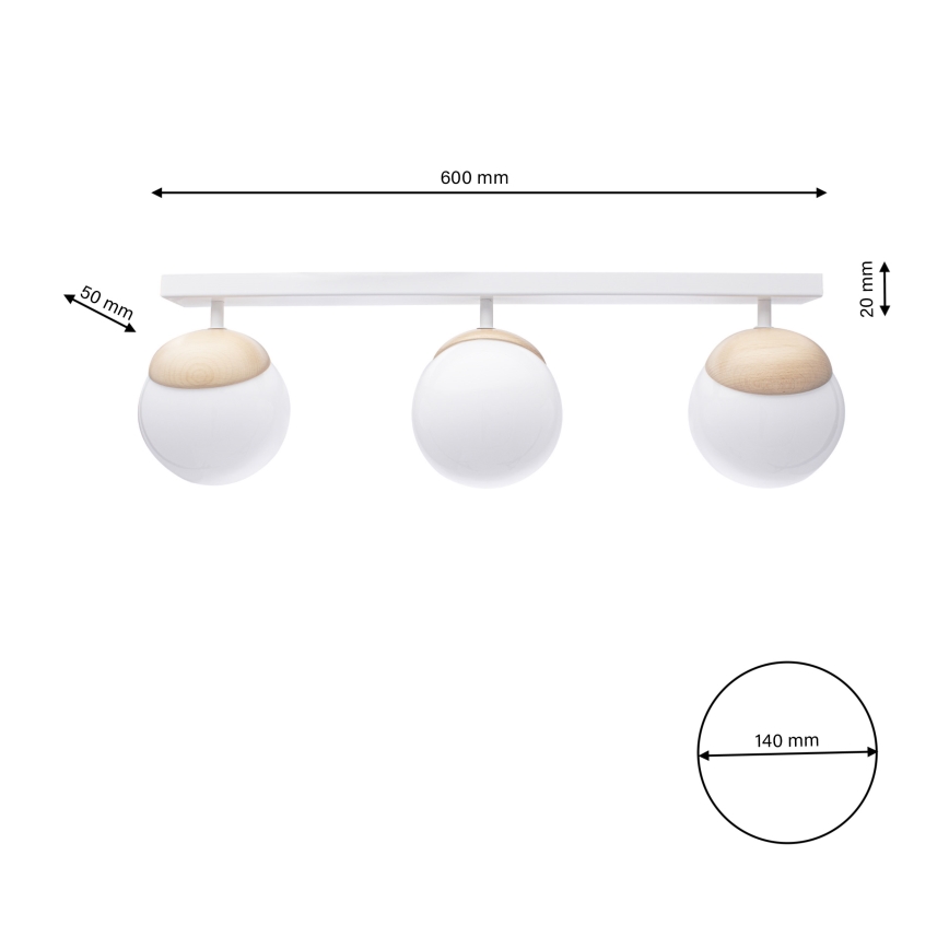 Nadgradni luster SFERA WOOD 3xE14/40W/230V