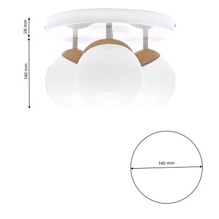 Nadgradni luster SFERA WOOD 3xE14/40W/230V