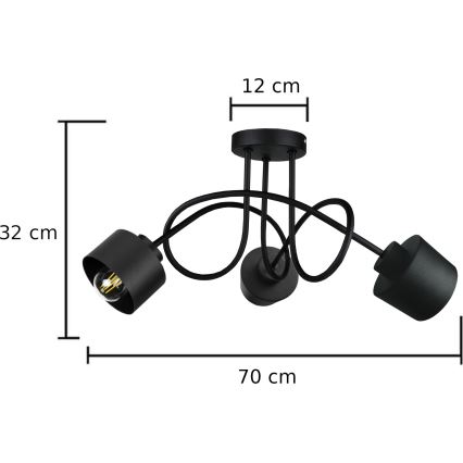 Nadgradni luster SIMPLY BLACK 3xE27/60W/230V