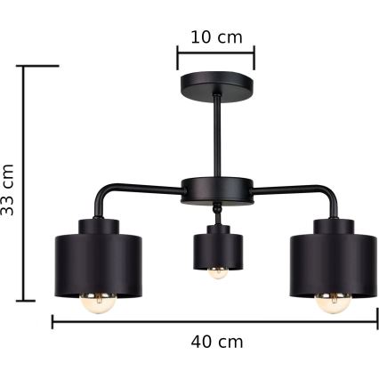 Nadgradni luster SIMPLY BLACK 3xE27/60W/230V