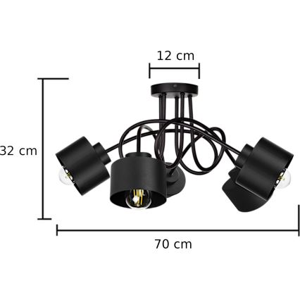 Nadgradni luster SIMPLY BLACK 5xE27/60W/230V