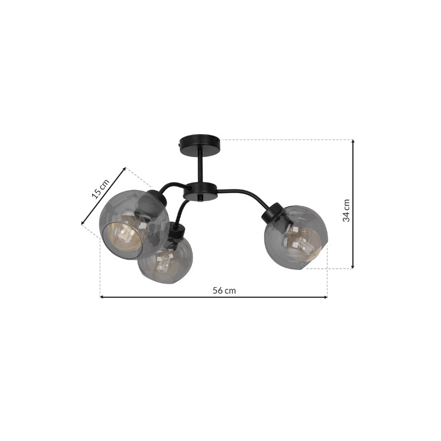 Nadgradni luster SOFIA 3xE27/60W/230V crna