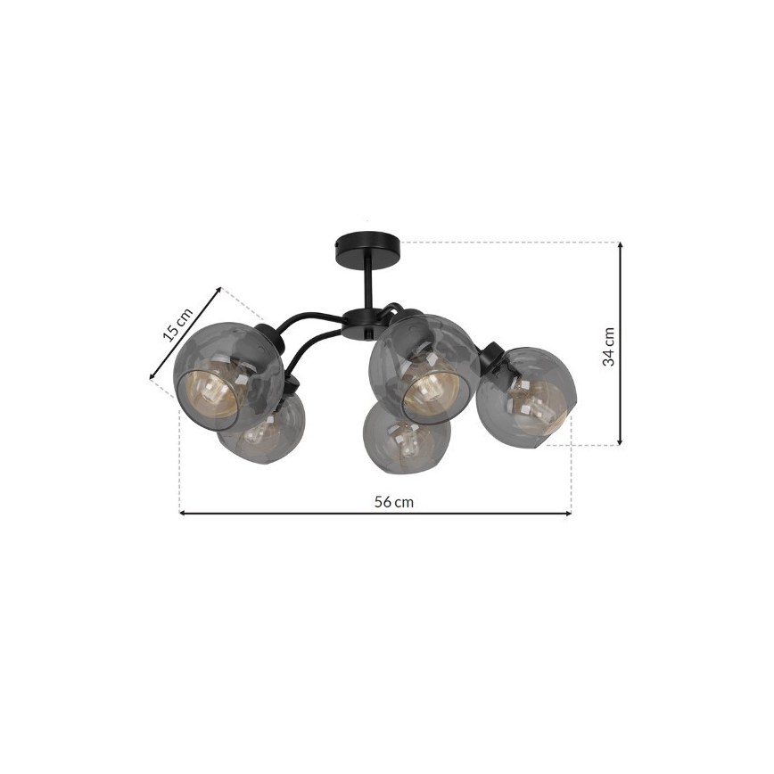 Nadgradni luster SOFIA 5xE27/60W/230V crna