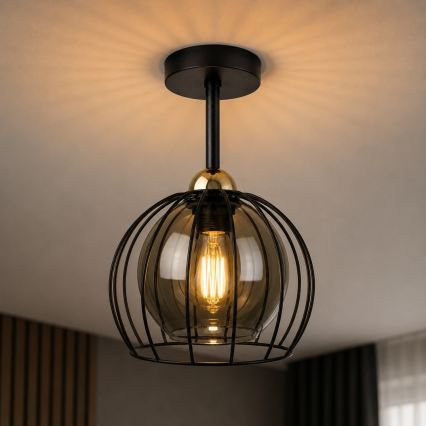 Nadgradni luster SOLO BLACK 1xE27/60W/230V crna/zlatna