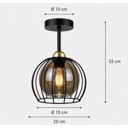 Nadgradni luster SOLO BLACK 1xE27/60W/230V crna/zlatna