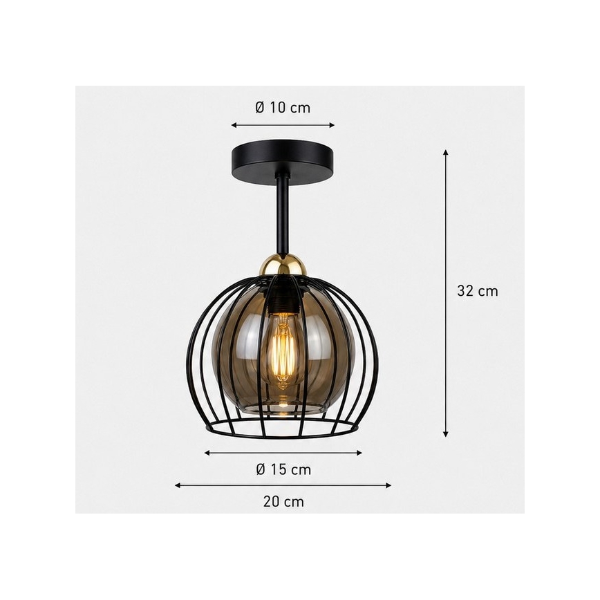 Nadgradni luster SOLO BLACK 1xE27/60W/230V crna/zlatna