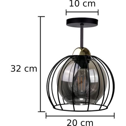 Nadgradni luster SOLO BLACK 1xE27/60W/230V crna/zlatna