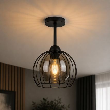 Nadgradni luster SOLO BLACK 1xE27/60W/230V crna/dimna