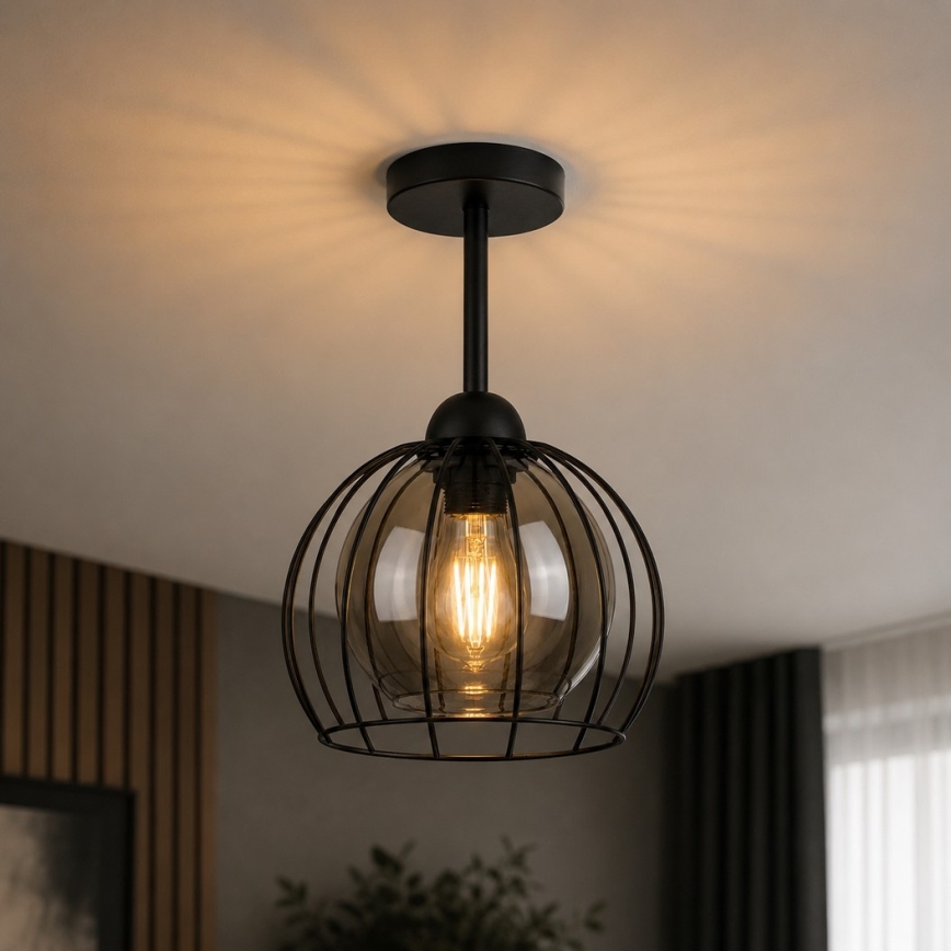 Nadgradni luster SOLO BLACK 1xE27/60W/230V crna/dimna