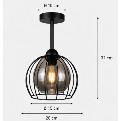 Nadgradni luster SOLO BLACK 1xE27/60W/230V crna/dimna