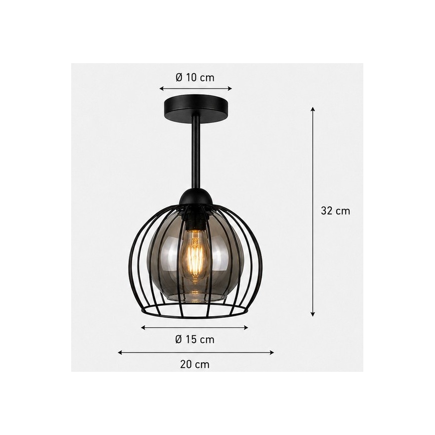 Nadgradni luster SOLO BLACK 1xE27/60W/230V crna/dimna