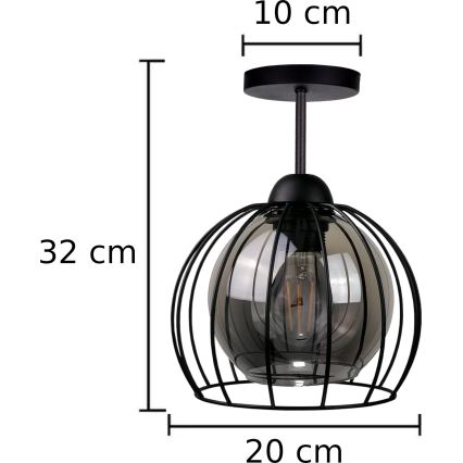 Nadgradni luster SOLO BLACK 1xE27/60W/230V crna/dimna