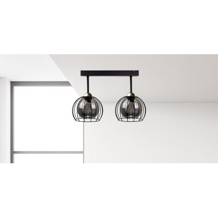 Nadgradni luster SOLO BLACK 2xE27/60W/230V crna/zlatna