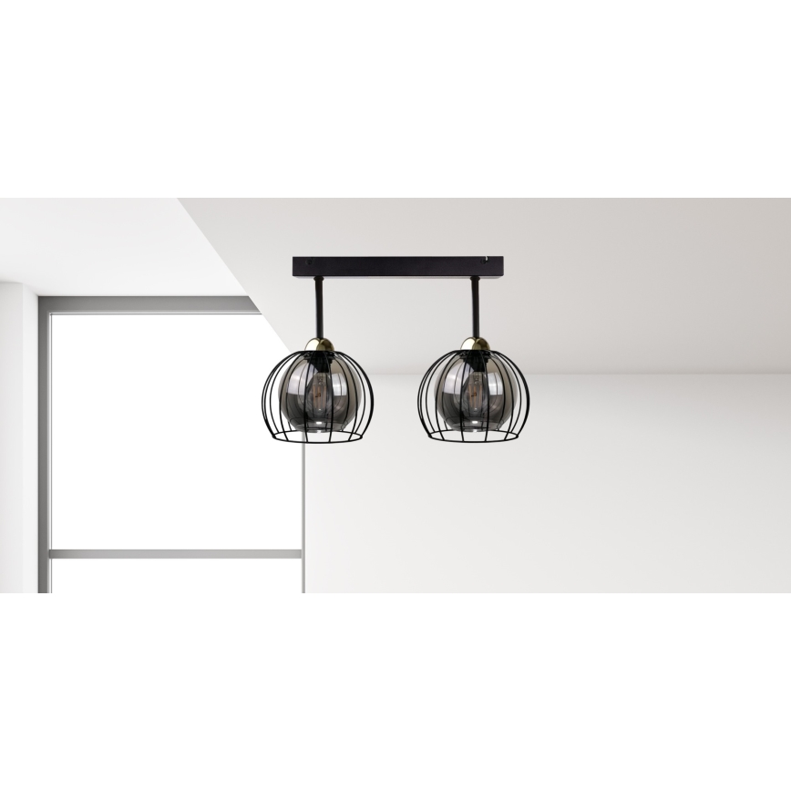 Nadgradni luster SOLO BLACK 2xE27/60W/230V crna/zlatna