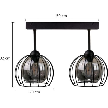 Nadgradni luster SOLO BLACK 2xE27/60W/230V