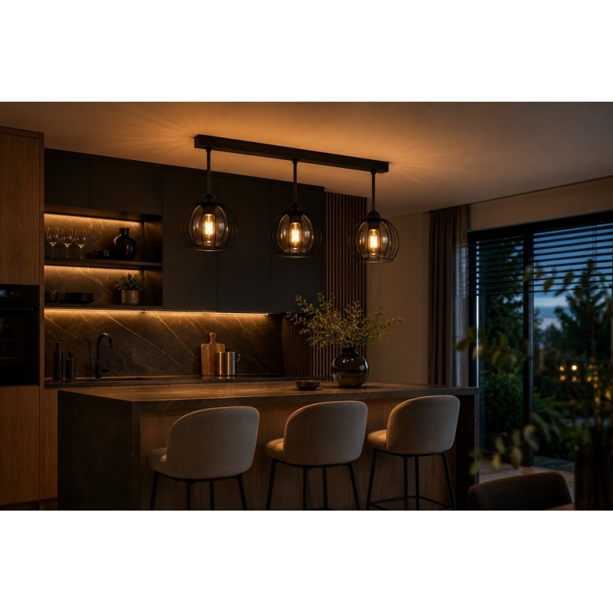 Nadgradni luster SOLO BLACK 3xE27/60W/230V