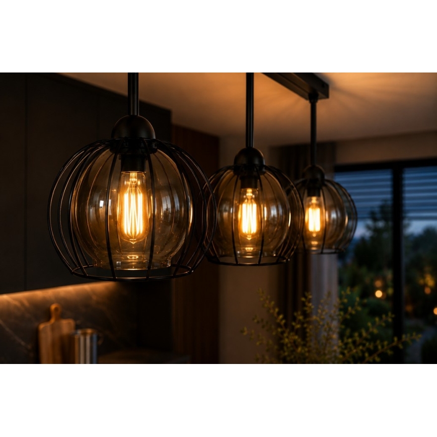Nadgradni luster SOLO BLACK 3xE27/60W/230V