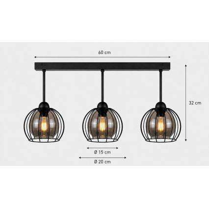 Nadgradni luster SOLO BLACK 3xE27/60W/230V