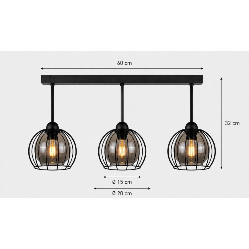 Nadgradni luster SOLO BLACK 3xE27/60W/230V