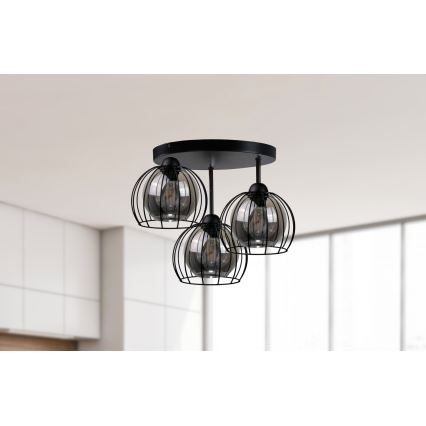 Nadgradni luster SOLO BLACK 3xE27/60W/230V crna/dimna pr. 30 cm