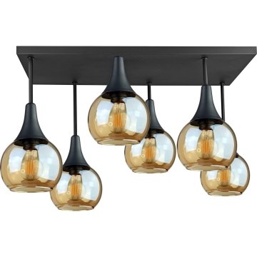 Nadgradni luster SOMA 6xE27/60W/230V crna/dimna bež