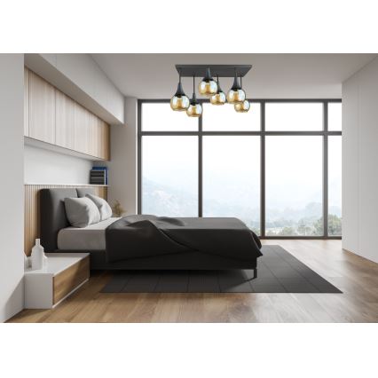 Nadgradni luster SOMA 6xE27/60W/230V crna/dimna bež