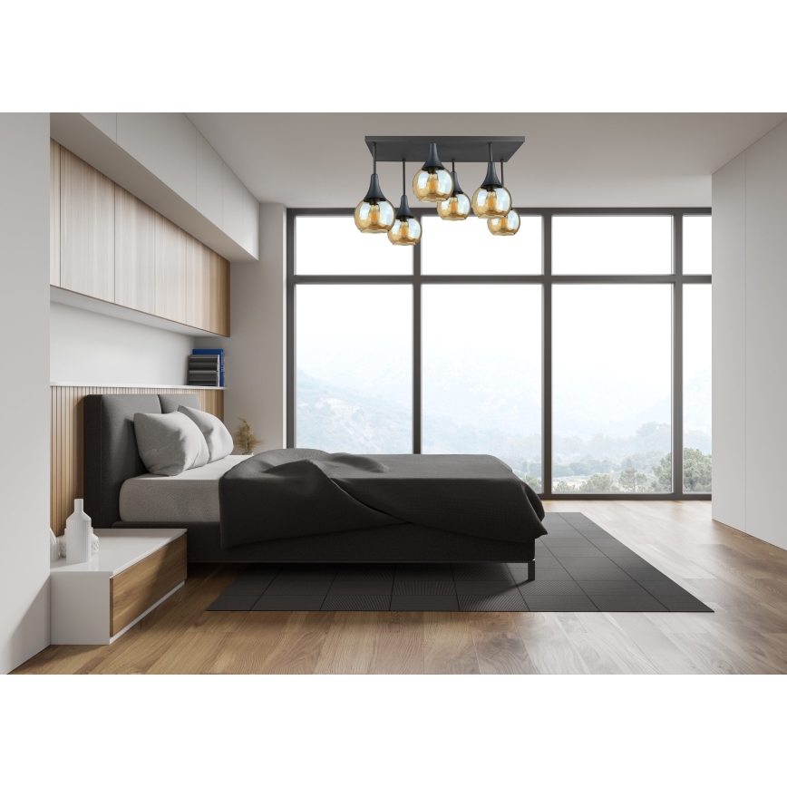 Nadgradni luster SOMA 6xE27/60W/230V crna/dimna bež