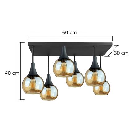 Nadgradni luster SOMA 6xE27/60W/230V crna/dimna bež