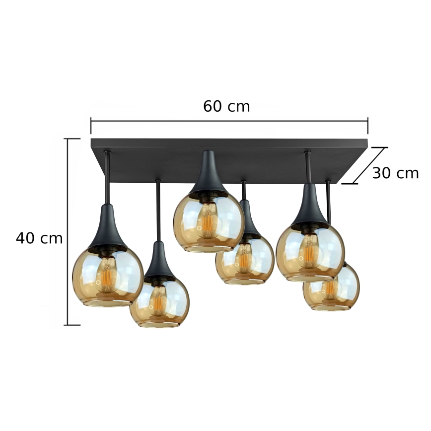 Nadgradni luster SOMA 6xE27/60W/230V crna/dimna bež