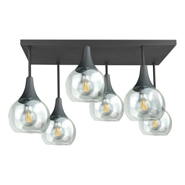 Nadgradni luster SOMA 6xE27/60W/230V crna/prozirna
