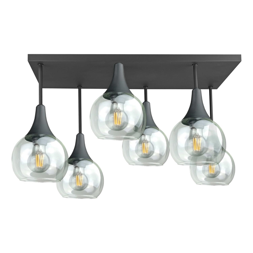 Nadgradni luster SOMA 6xE27/60W/230V crna/prozirna