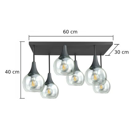 Nadgradni luster SOMA 6xE27/60W/230V crna/prozirna