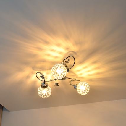 Nadgradni luster SOPHIA 3xE27/15W/230V sjajni krom/prozirna