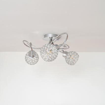 Nadgradni luster SOPHIA 3xE27/15W/230V sjajni krom/prozirna