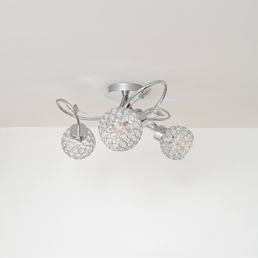 Nadgradni luster SOPHIA 3xE27/15W/230V sjajni krom/prozirna